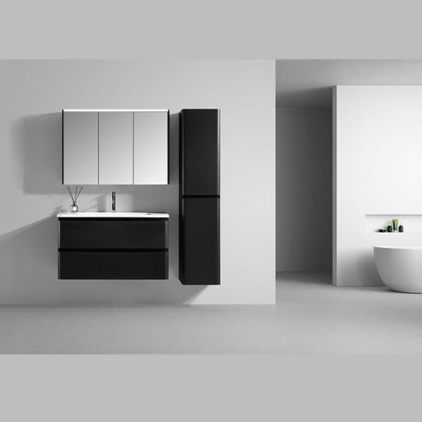 Oxford High Gloss Black Cabinet & White Basin 1200mm